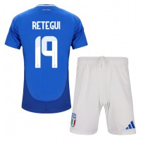 Camiseta Italia Mateo Retegui #19 Primera Equipación Replica Eurocopa 2024 para niños mangas cortas (+ Pantalones cortos)